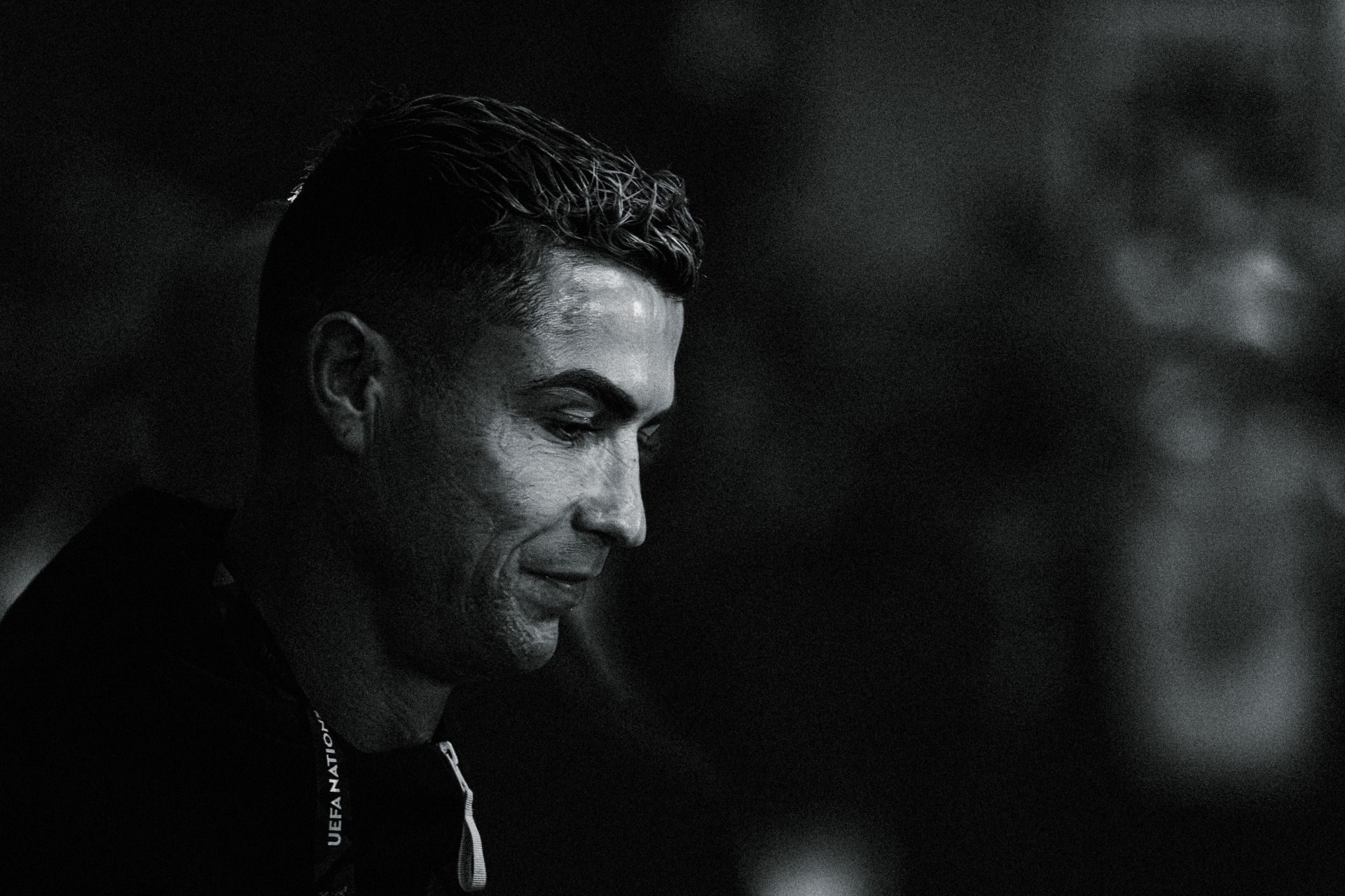 Football portrait in black and white